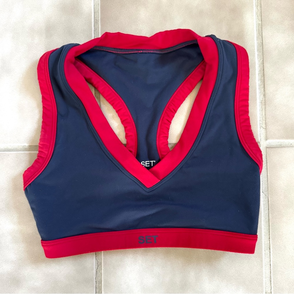 SET Navy and Red Sports Bra